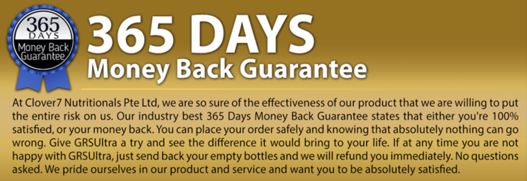 GRS Ultra Money Back Guarantee